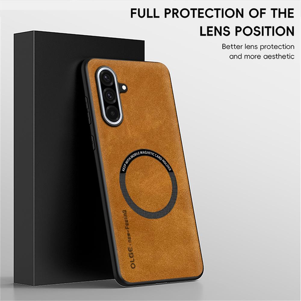 WANLONFENG YBP Series For Samsung Galaxy A36 5G Magnetic Case with Tempered Glass Film PU+TPU Phone Cover Large Cutout