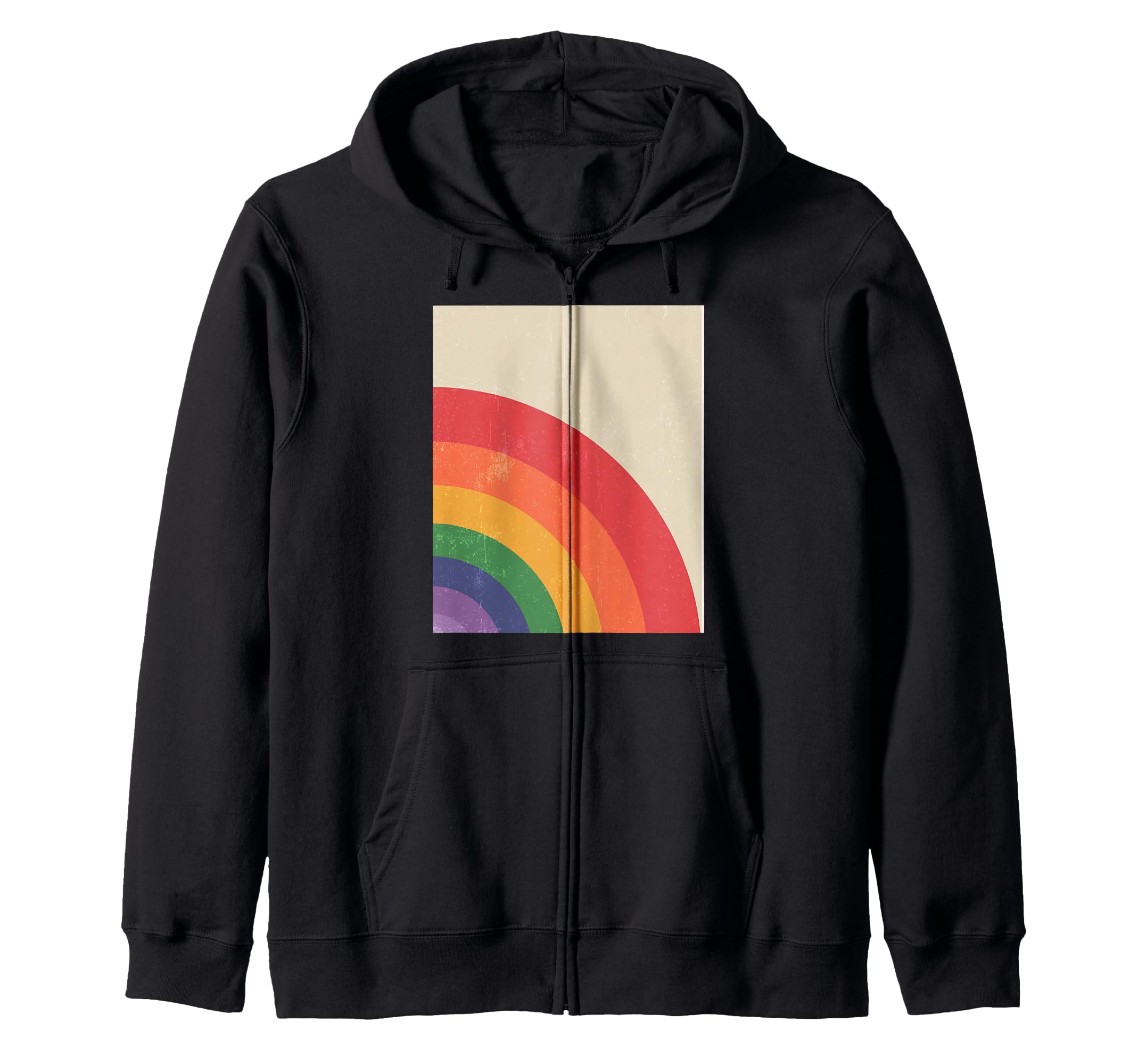 Минималистичная толстовка на молнии в стиле гранж с радужным принтом