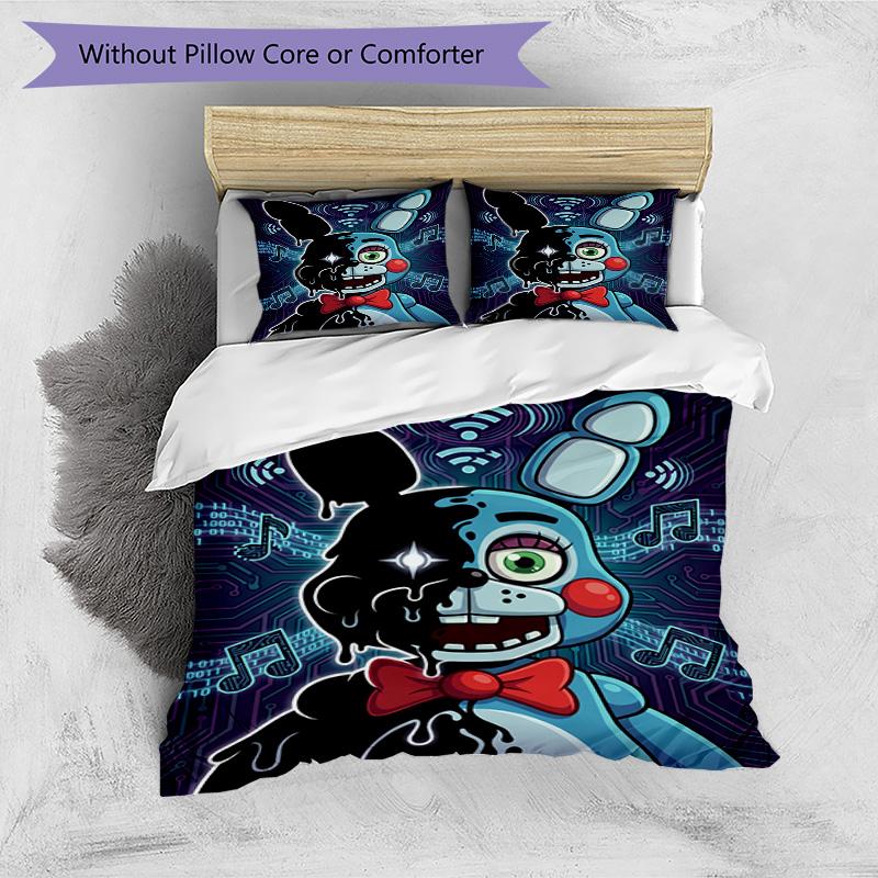 3-teiliges Bettbezug-Set (1 * Bettbezug + 2 * Kissenbezug, ohne Kern), Five Nights at Freddy's Bettwäsche-Set mit Aufdruck, Schlafzimmerdekoration, Ganzjahres-Bettwäsche, Geburtstagsgeschenk
