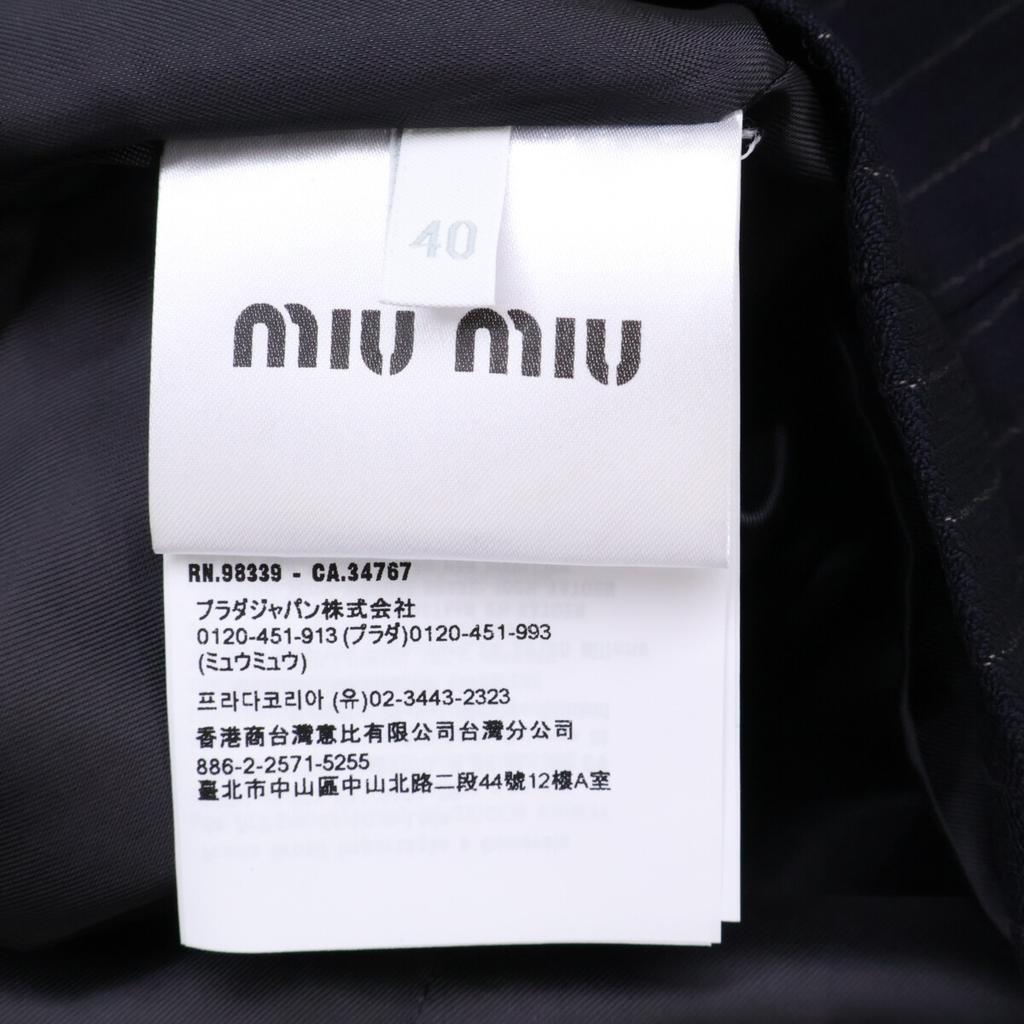 MIUMIU Excellent condition, authentic Japanese domestic model, 24AW MF5491, pinstripe cut-off sleeveless layered top dress 40 Dark navyUsed