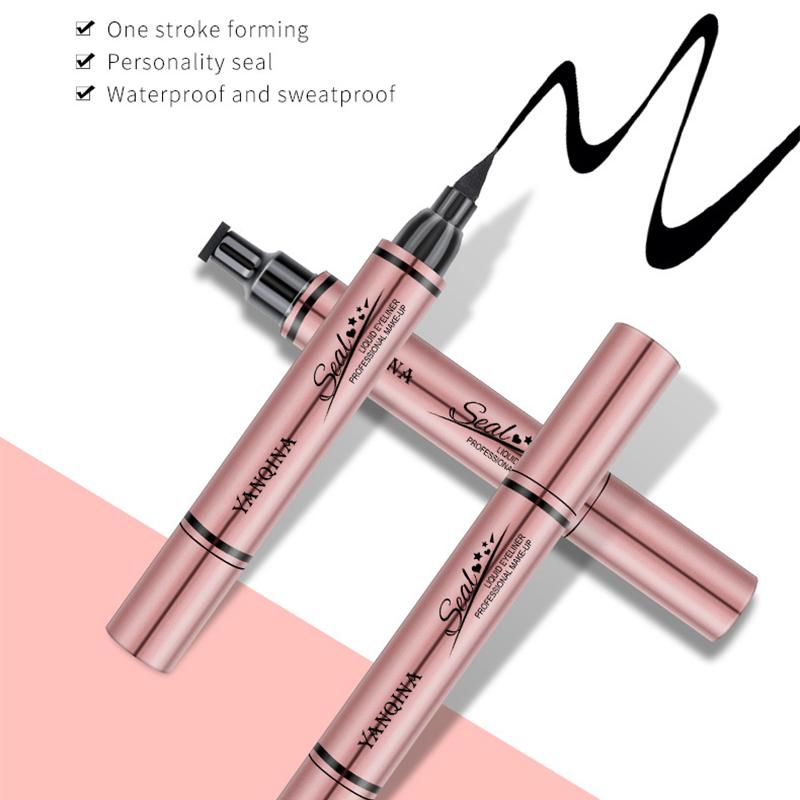 YANQINA Dual-Ended Eyeliner Stamp Pen - Waterproof Liquid Eyeliner with Star Heart Wing Seal 2 In 1 Eye Liner Pen Long Lasting Smudgeproof Eyeliner