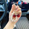 Bag Charm Acrylic Cherry Bag Charm With Imitation Pearl Bead Chain Mini Eiffel Tower Metal Pendant Gold Accessory