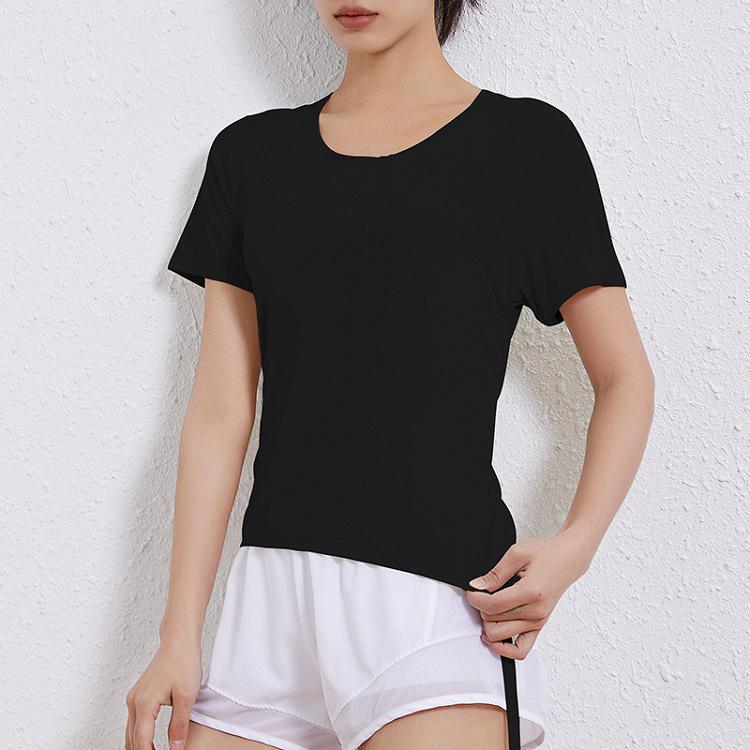 Women's Ice Silk Slim-Fit Quick-Dry Yoga & Running T-Shirt - Short Sleeve, Round Neck, Summer Activewear