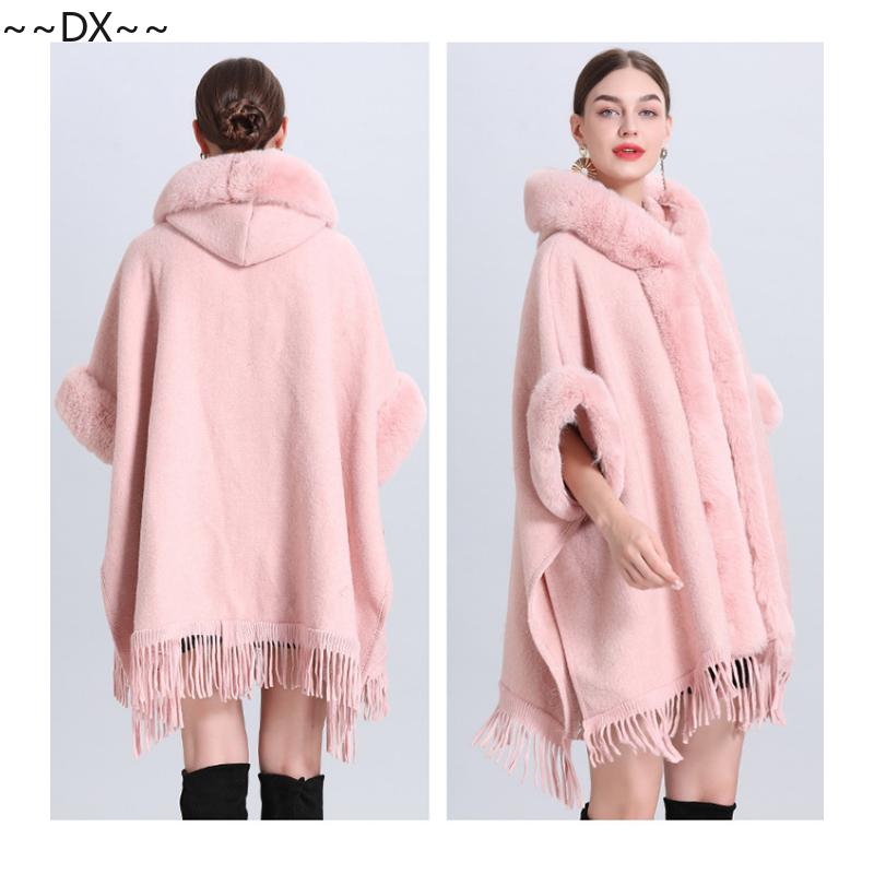 Новая накидка-шаль спицами из снежинок и флиса с толстым меховым воротником. One size — фото 12