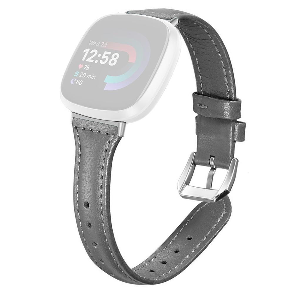 

For Fitbit Versa 3/4 Watch Strap Genuine Cow Leather Adjustable Wrist Band Grey