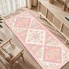 Cottage Style Square Floral Panel Floor Runner Mat  Soft Pastel Antique Flower Art Decor Rug for Indoor Home Corridor