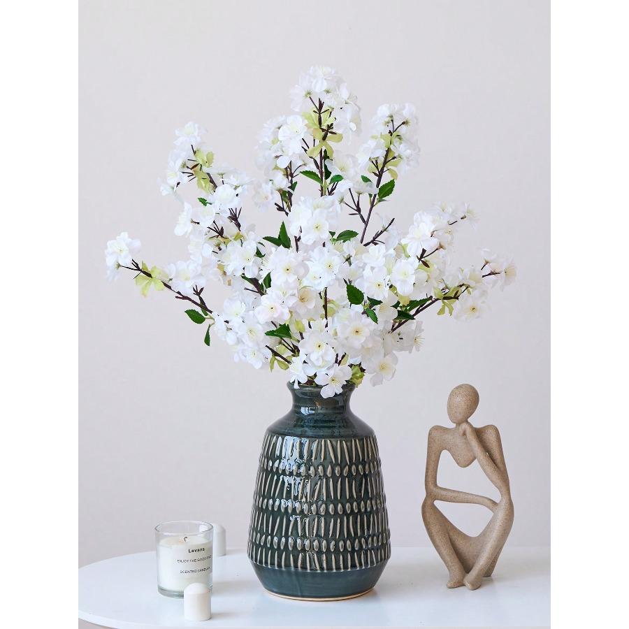 Ramuri Artificiale de Cireș în Flori 27.6'' Albe Flori Artificiale de Cireș Ramuri de Piersic Tulpini Înalte de Mătase pentru Decorarea Casei, a Livingului, a Mesei din Sala de Mese