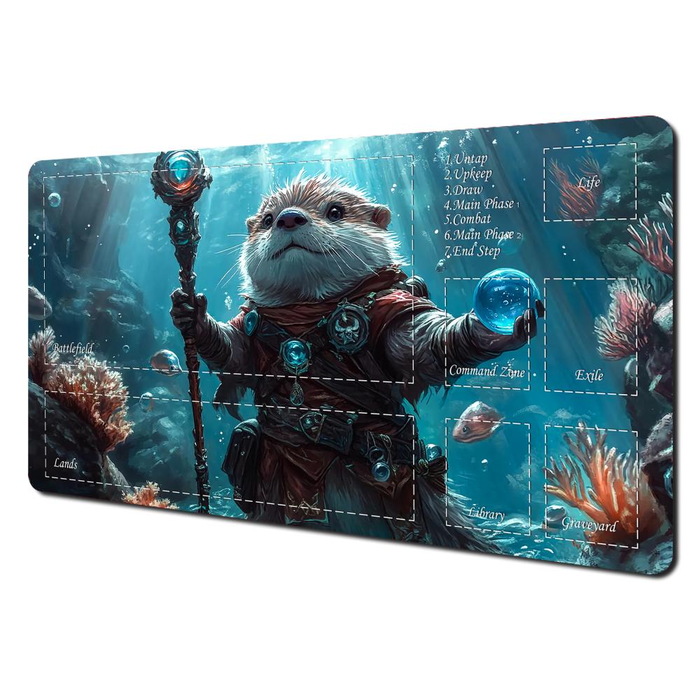 Magic Card Playmat with zone Fantasy magic otter MTG playmat gathering gaming mats Desk Mat Commander Battle playmat magic mat