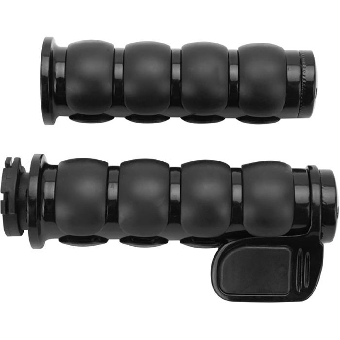 Black 1" Motorcycle Handlebar Hand Grips w/Throttle Compatible with Sportster 883 Street Bike Dirt Bike Cruiser and Chopper (Black Flat Angle)