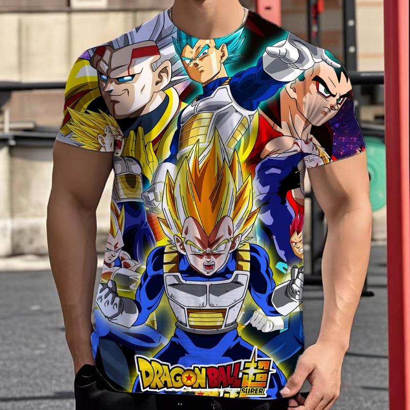 2026 Summer Dragon Ball Retro Fitness T-shirt Men's Oversized 3D Printed Short-sleeved Family Unisex Children's Sports Shirt