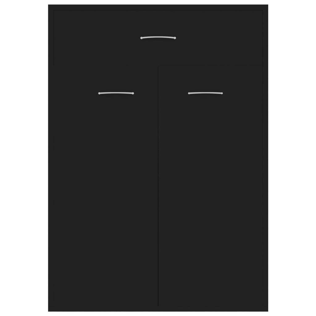 Flur Schuhschrank, Doppeltür-Aufbewahrungssschrank mit Schubladen, schwarz 60x35x84 cm, aus Holzwerkstoffen