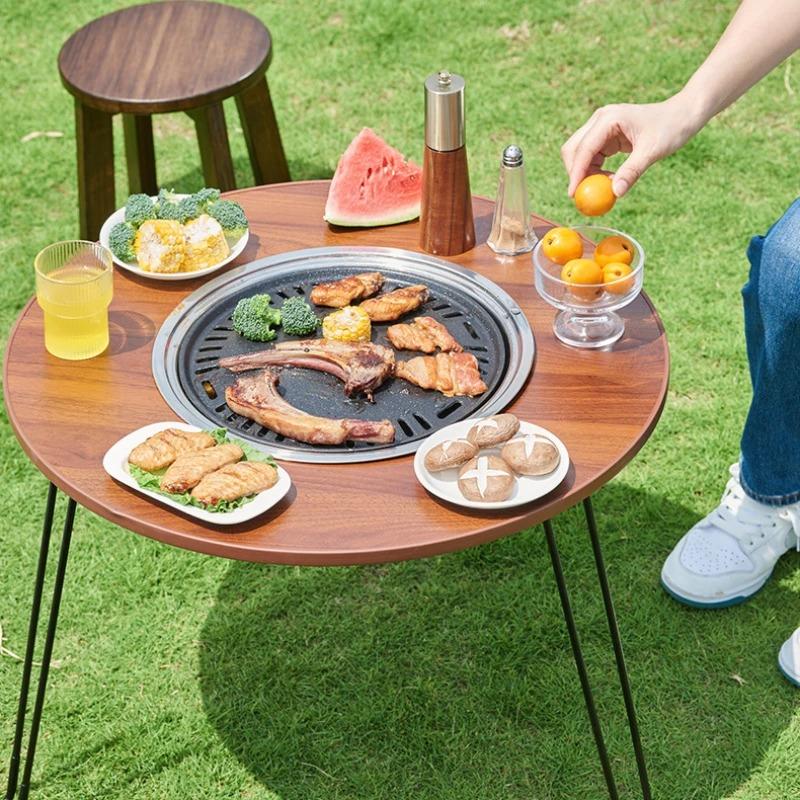 Outdoor Folding Barbecue Rack Household Barbecue Table Portable Tea Table Foldable Camping Barbecue Stove