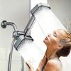 Chrome Plated Double Shower Head Kit with Handheld And Overhead Sprays Wall Install Anti-Clog Water Outlet for Powerful Bathroom