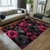 Realistic Red Rose Carpet Mat Rug Home Decoration Living Room Bedroom Floor Decor Romantic Floral Non Slip Rugs