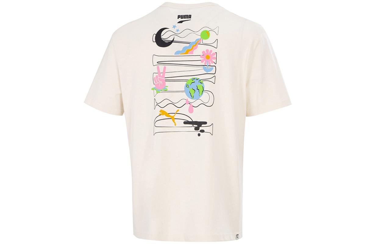 PUMA T Shirts Men s Ecru Crew Neck Moderate Straight Fit 533039-73 XL