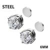 A Pair 6/8Mm  Magnetic No-Pierce Stainless Steel Stud Earrings For Men Punk Zircon Magnet Earrings Non Piercing Jewelry