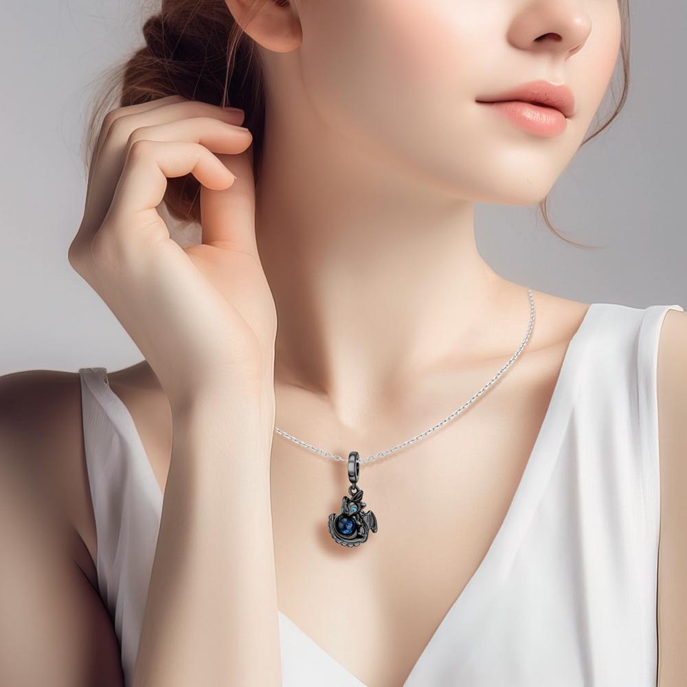 Heißer Verkauf 925 Sterlingsilber Kupfer Bunt & Schwarz Kleiner Drache Anhänger Charm Passt Armband Reizende Zirkonia Accessoires Geschenke