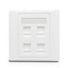 Female CAT6 RJ45 Wall Outlet With 4 Ports Shielded CAT.6 Network Socket Insert Keystone Jack Faceplate 86x86mm In White Color