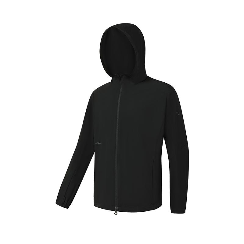 FILA Fitness Classic Minimalist Trendy Casual Sports Training Versatile Comfortable Hooded Loose Woven Jacket Men jackets Deep-Black A11M621707FBK M