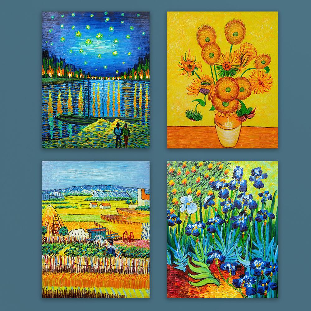 Van Gogh Starry Night Poster Van Gogh Starry Night Over the Rhone Print Van Gogh Sunflowers Reproduction Canvas Painting Decor