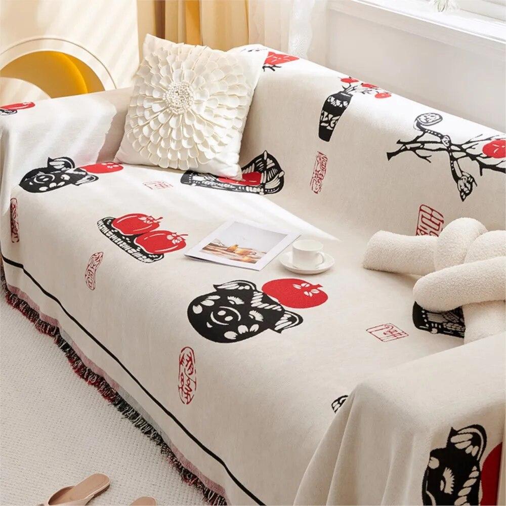 Funny Printed Modern Luxury Sofa Cover for Living Room Decor Anti-Cat Scratch Soft Towel Blanket Universal Couch Cover  New