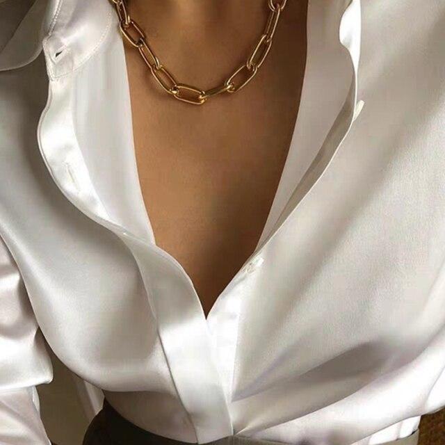 17KM Trendy Gold Thick Chain Necklace for Women Fashion Mixed Linked Circle Necklaces Minimalist Choker Necklace Party Jewelry
