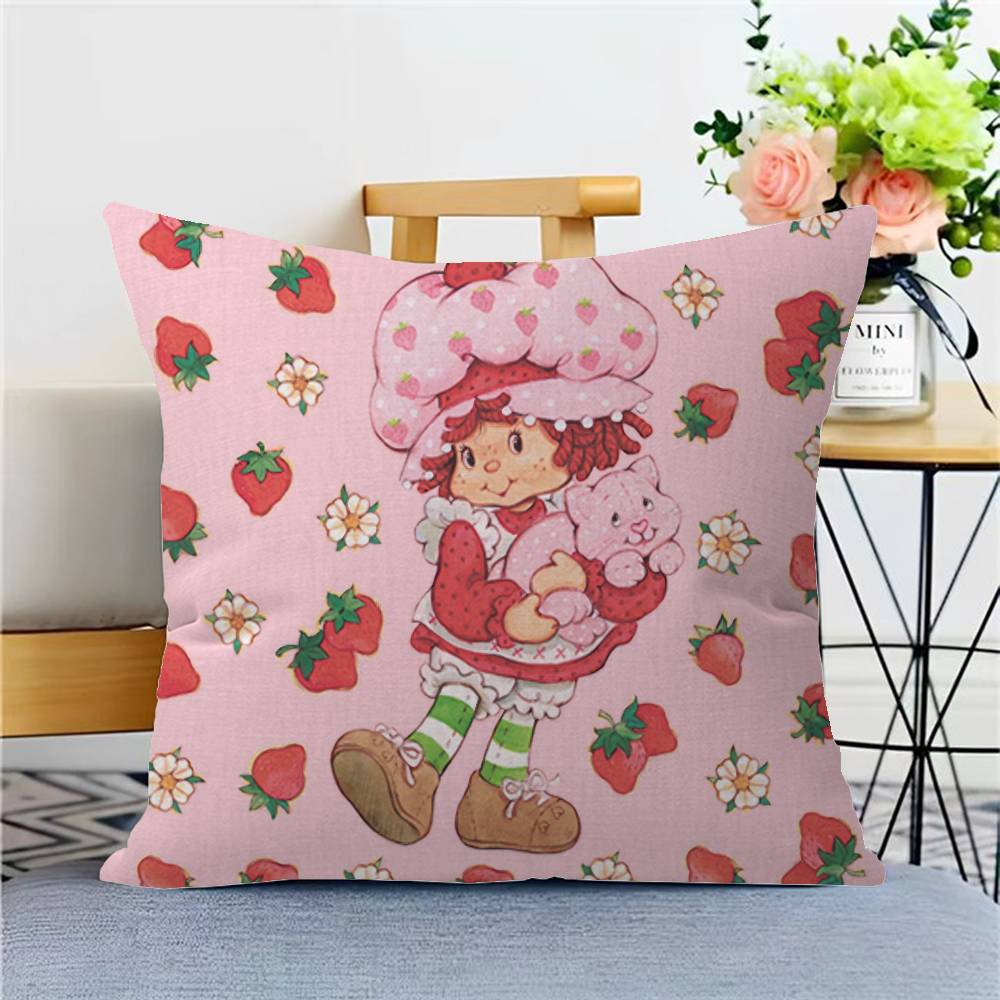 S-Strawberry Cartoon S-Shortcake Girl 45*45cm Cushion Cover Pillow Cover Decor Pillowcase Home Pillowcase For Couch Pillow
