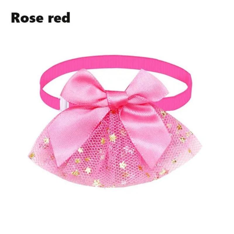 

1 шт. Милый сетчатый ошейник с бантом-звездой для питомца, Сладкое ожерелье-шарм для кошки/собаки, Аксессуары для питомца розы красного