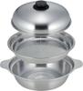 Shimomura Kikaku Tabletop Pot 24cm with Steaming Plate [Made In Japan] IH/Gas Stove Compatible, Seamless Design for Easy Cleaning, Durable, Can Be Use