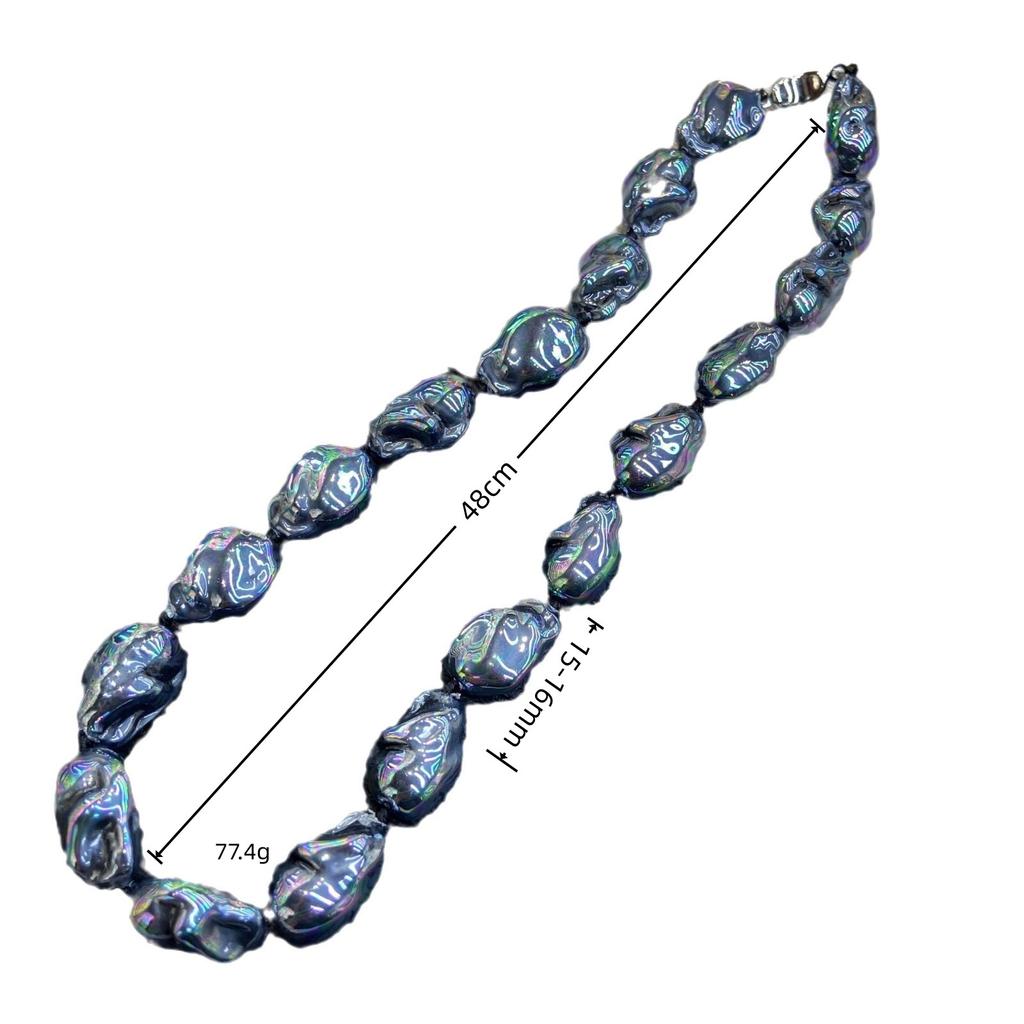 Alien Baroque Colorful Aurora Black Pearl Necklace Women's Plated Beads Shell Bead Jewelry