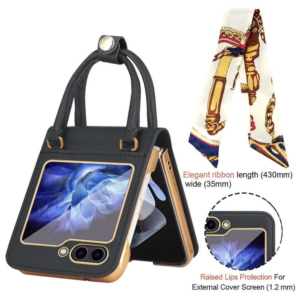 Stylish Silk Scarf Handheld Case for Samsung Z Flip 6, 3/4/5 Gen. - Elegant Cross-Border Design for Women.