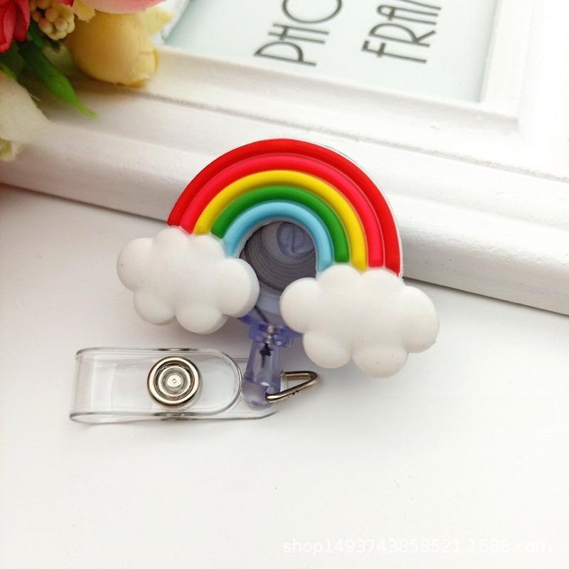 1 Piece High Quality Silicone Retractable Nurse Badge Holder Clip Fruits Dolphin Sunflowers Students ID Card Holder