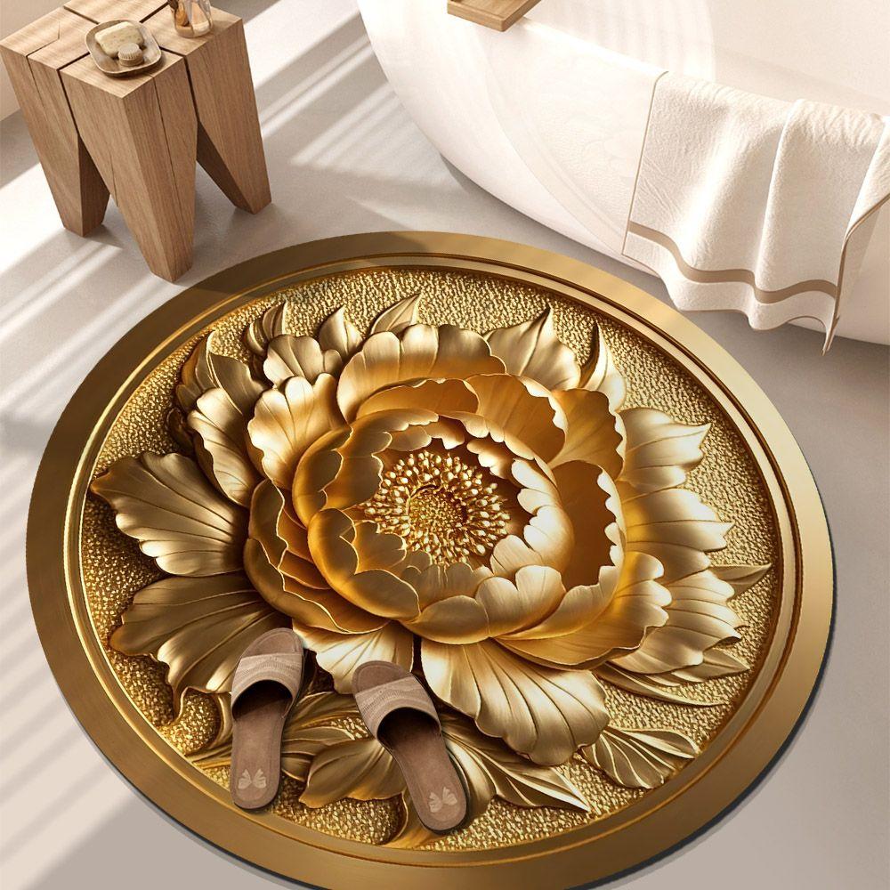 Living Room Home 3D Carpet Flower Floor Mat Carpet Circular Home Peony Flower Petal Shaped Mat