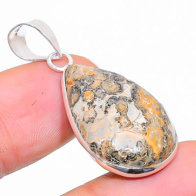 Natural Butterfly Jasper Gemstone 925 Sterling Silver Gift Pendant 1.42" P1v42