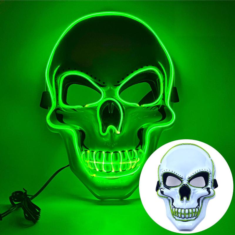 1Pcs Fashion Horror Halloween Skull Mask Led Light Cosplay Costume Cosplay Mask Halloween Party Supplies Halloween Party