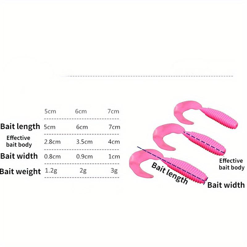 50PCS 5/6/7cm Simulation of Cringetail Maggot Soft Bait -- Soft Worm Single Tail Mandarin Fish Bass Bait Multi-size Soft Bait