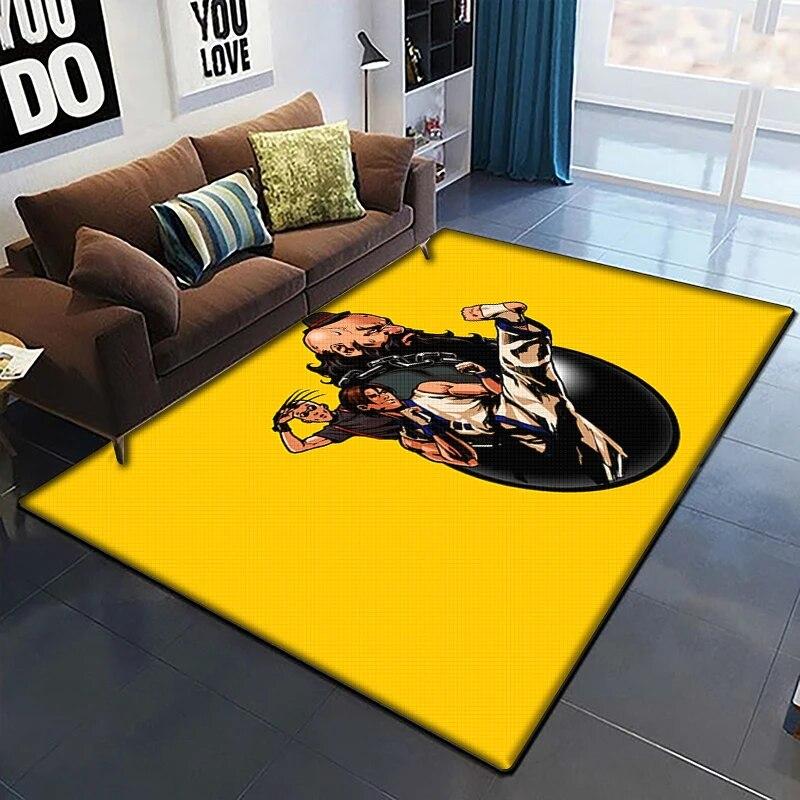 KOF Anime Krásný Malovaný Koberec do Obývacího Pokoje Velký Plošný Koberec Černý Měkký Koberec Domácí Dekorace Podložky Boho Koberce Piknik