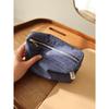 Japanese Style Plaid & Striped Fabric Multi-Functional Zipper Makeup Bag, Portable Travel Pouch School Supplies Travel Essentials Make Up Bag