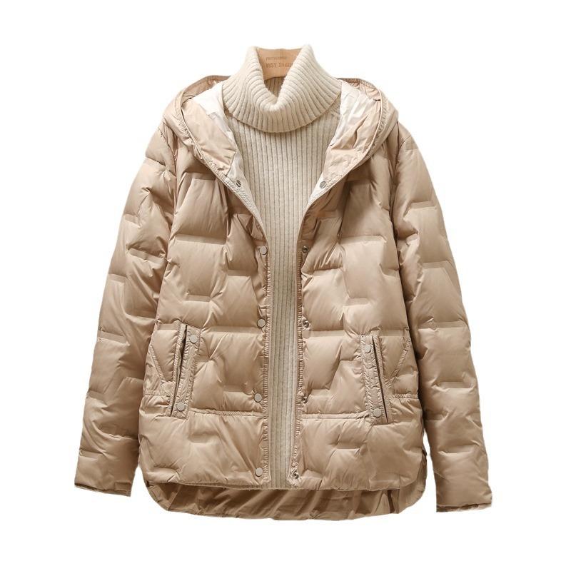 Autumn Winter Women Casual Hooded Single Breasted Jacket Fashion Light Puffer Parka Outwear
