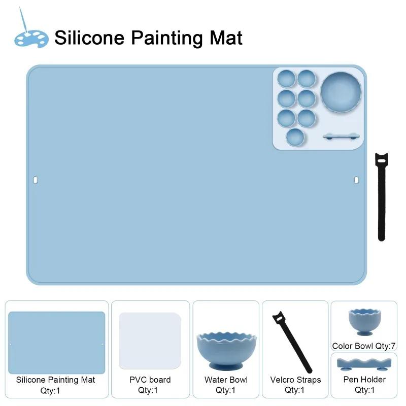Tappetino Pittura in Silicone Artista per Bambini Regalo Argilla Creazioni Fai da Te Tappetini in Silicone Grandi per Hobby Pittura Tappetini con Ciotola.