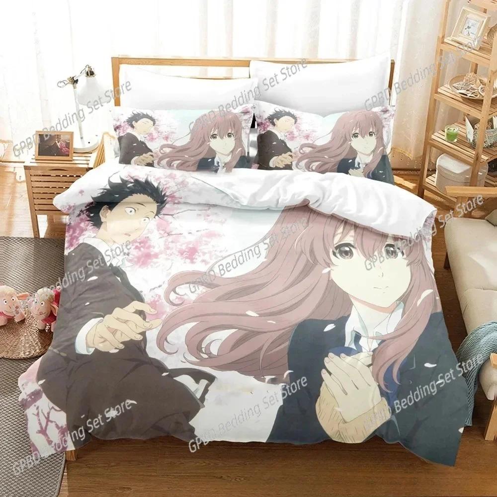 Anime A Silent Voice Comfortable Duvet Quilt Cover Pillowcase Bedding Set Children Bedroom Decoration Home Textile