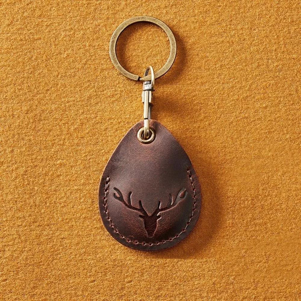 High Quality Leather Access Card Case Fingerprint-proof Anti-fall Key Tag Ring Anti-lost Accessories Access Tags Cover Universal