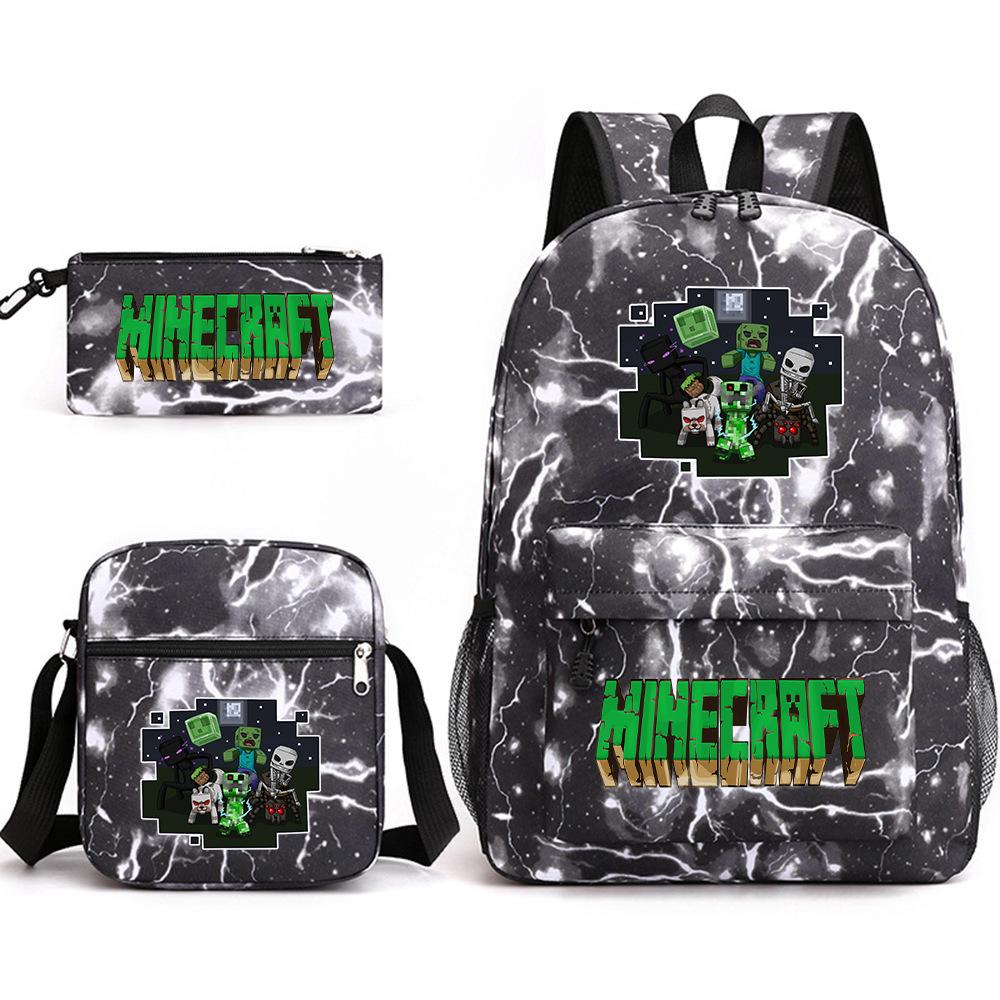 Minecraft Schooltas Game Merchandise Student Grote Capaciteit Print Drie Delige Schooltas Mannen En Vrouwen