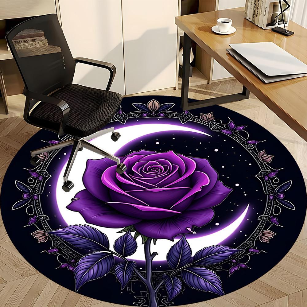 1pc Purple Rose Decorative Chair Carpet for Office  Machine Washable Rug for Office,  Good Gift for Family or Friends yy251225239