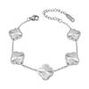 18K Gold Plated Colorfast Four-Leaf Clover Charm Bracelet for Women