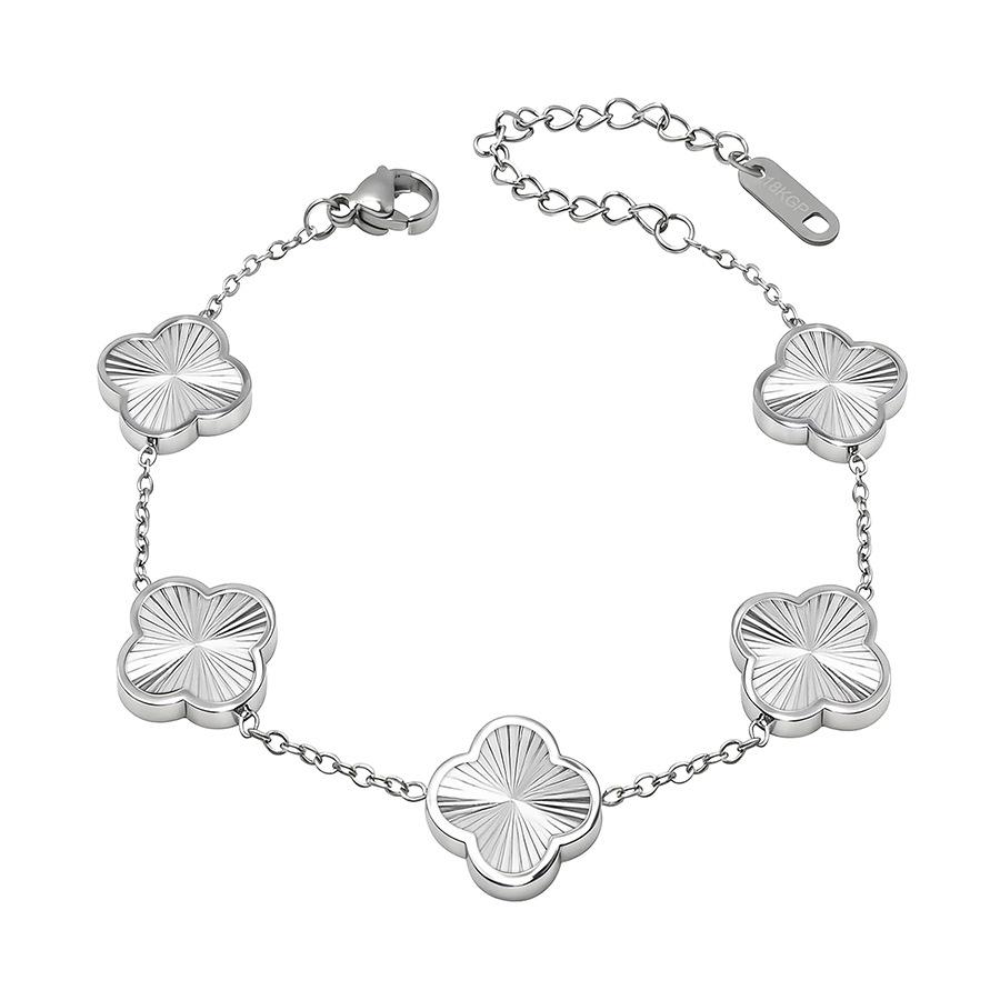 18K Gold Plated Colorfast Four-Leaf Clover Charm Bracelet for Women