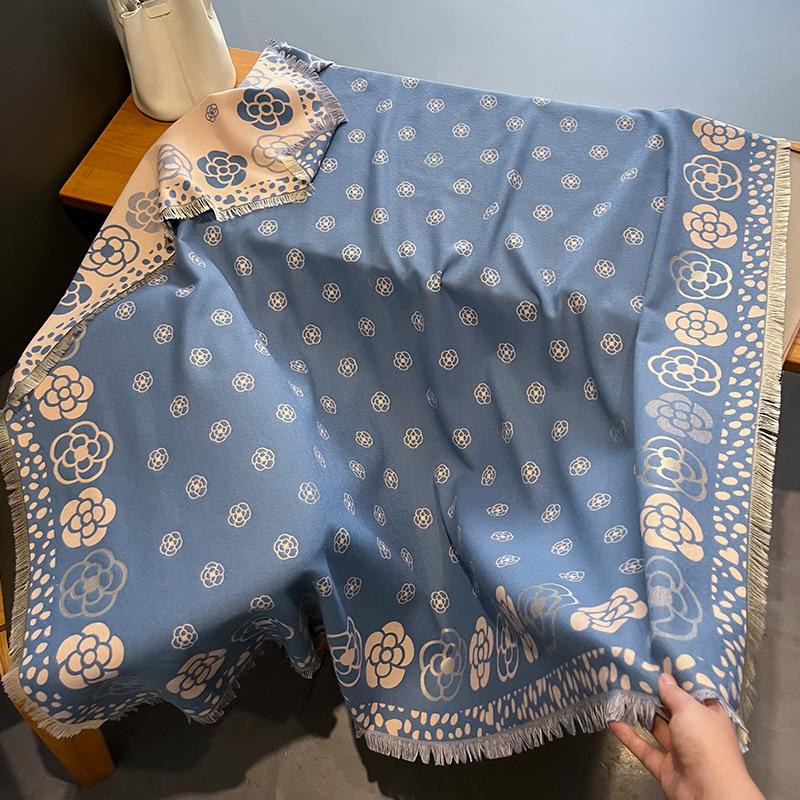 

Зимний женский шарф Корейский цветочный принт Двусторонний Имитация кашемира Модный Буфанда Эшарп Шарфы Толстая шаль-накидка 134X132cm