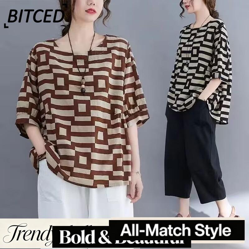 BITCED Camicette e camicie casual con scollo a maniche corte e alla moda da donna