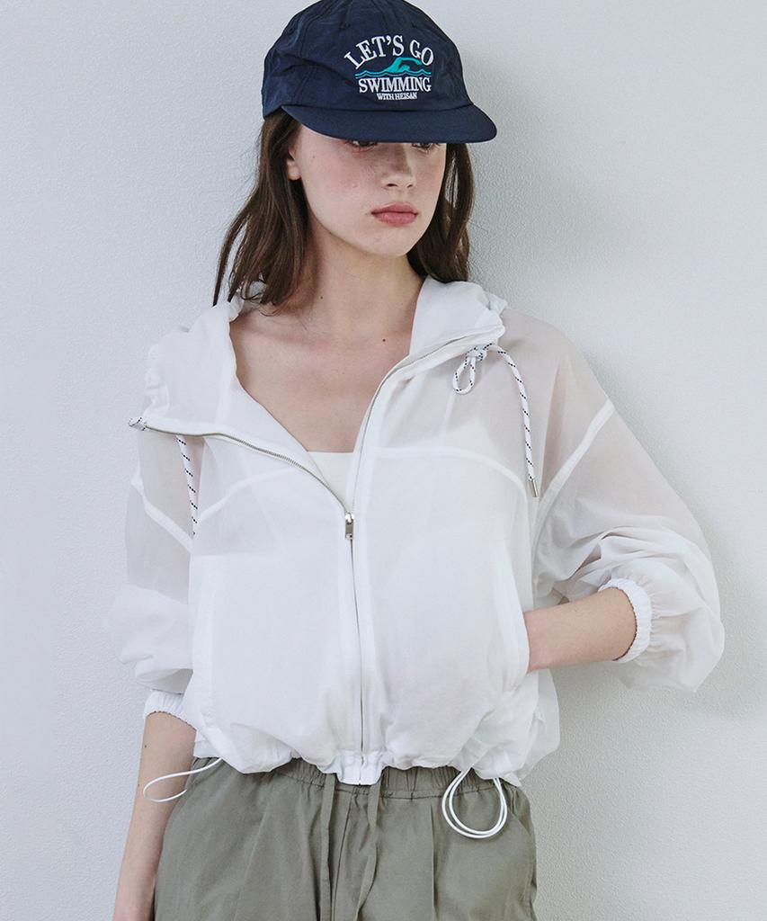 Maloupe 6316 Crop Hooded Lightweight Jumper (White)