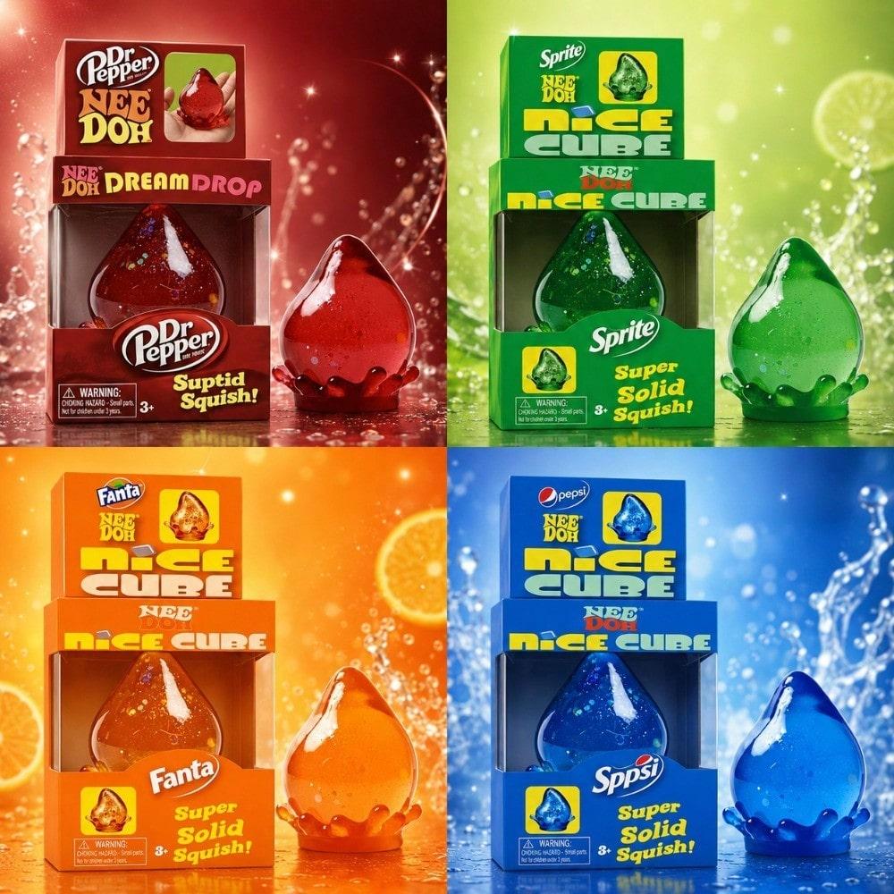 schylling NeeDoh Dr Pepper Squishy Speelgoed Stressverlichting Zachte Knijpbare Fidget Cube voor Kinderen Volwassenen Angst Sensorisch festivalcadeaus